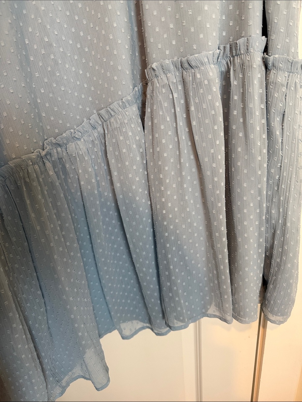 Patrons of Peace Dusty Blue Swiss Dot Maxi Dress with Tie Waist - Picture 3 of 7